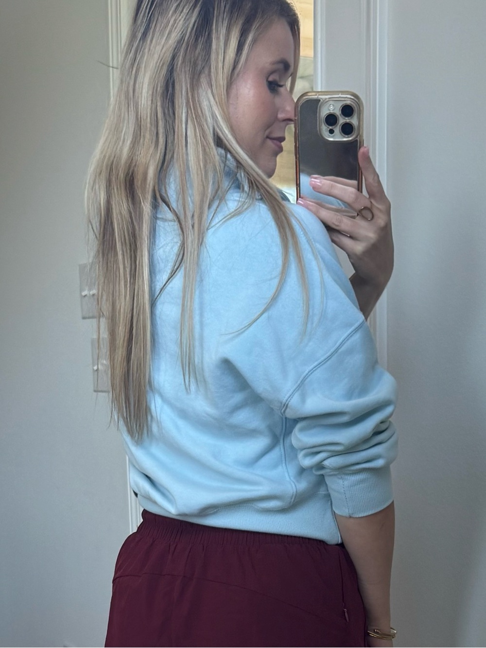 Reflex Light Blue Quarter-Zip Cropped Hoodie - Picture 9 of 11